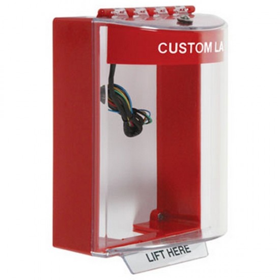 STI-13230CR STI Universal Stopper Dome Cover Surface Mount and Hood with Horn and Relay - Custom Label - Red - Non-Returnable