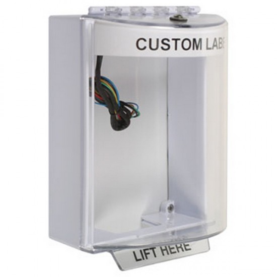 STI-13230CW STI Universal Stopper Dome Cover Surface Mount and Hood with Horn and Relay - Custom Label - White - Non-Returnable