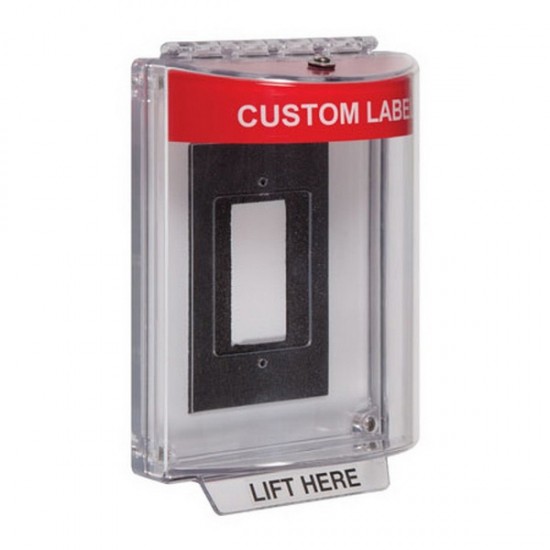 STI-13320CR STI Universal Stopper Dome Cover Enclosure Flush Back Box and Hood with Horn - Custom Label - Red - Non-Returnable