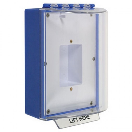 STI-13400NB STI Universal Stopper without Horn Housing Enclosed Back Box Sealed Mounting Plate - No Label Included - Blue