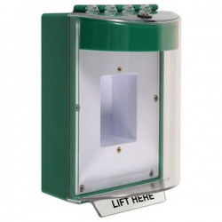 STI-13410NG STI Universal Stopper without Horn Enclosed Back Box Sealed Mounting Plate - No Label Included - Green
