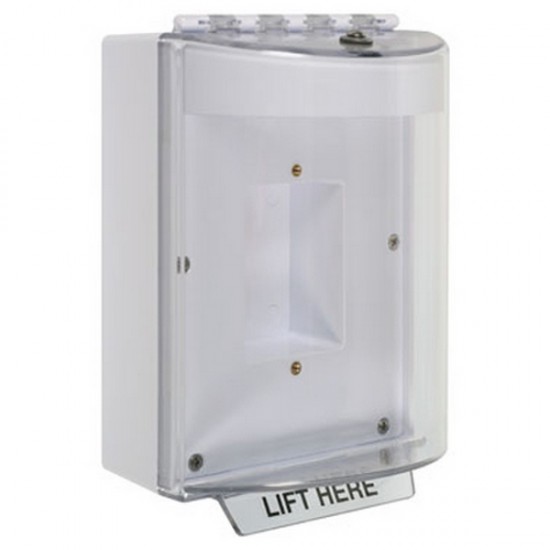 STI-13410NW STI Universal Stopper without Horn Enclosed Back Box Sealed Mounting Plate - No Label Included - White