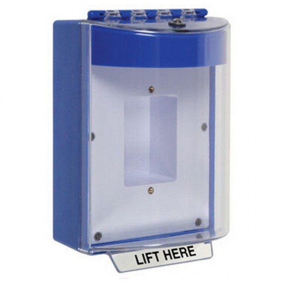 STI-13420NB STI Universal Stopper with Horn Enclosed Back Box Sealed Mounting Plate - No Label Included - Blue
