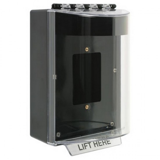 STI-13420NK STI Universal Stopper with Horn Enclosed Back Box Sealed Mounting Plate - No Label Included - Black