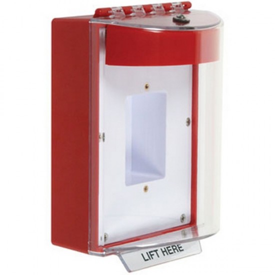 STI-13420NR STI Universal Stopper with Horn Enclosed Back Box Sealed Mounting Plate - No Label Included - Red