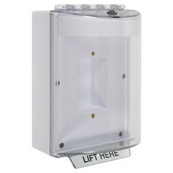 STI-13420NW STI Universal Stopper with Horn Enclosed Back Box Sealed Mounting Plate - No Label Included - White