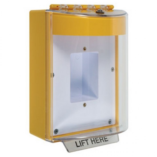 STI-13420NY STI Universal Stopper with Horn Enclosed Back Box Sealed Mounting Plate - No Label Included - Yellow