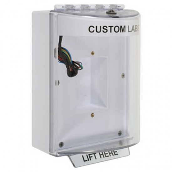 STI-13430CW STI White Universal Stopper Dome Cover Back Box Sealed Mounting Plate and Hood w/ Horn and Relay - Custom Text