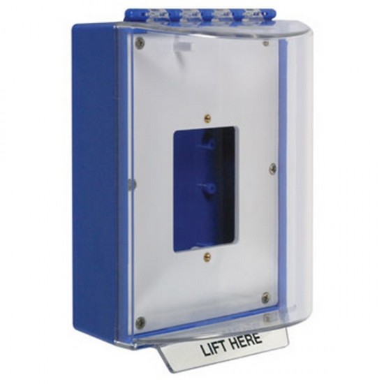STI-13500NB STI Universal Stopper without Horn Housing Enclosed Back Box Open Mounting Plate - No Label Included - Blue