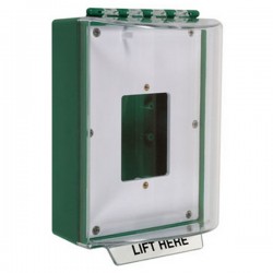 STI-13500NG STI Universal Stopper without Horn Housing Enclosed Back Box Open Mounting Plate - No Label Included - Green