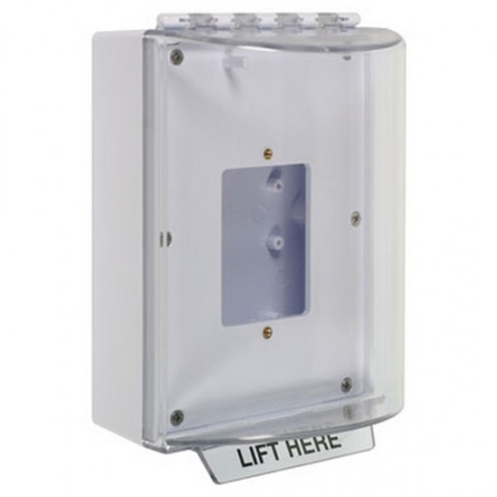 STI-13500NW STI Universal Stopper without Horn Housing Enclosed Back Box Open Mounting Plate - No Label Included - White