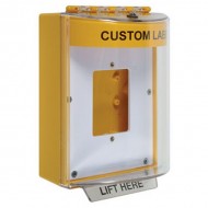 STI-13510CY STI Universal Stopper Dome Cover Enclosed Back Box, Open Mounting Plate and Hood - Custom Label - Yellow - Non-Returnable