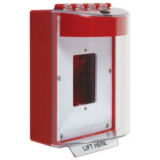 STI-13510NR STI Universal Stopper without Horn Enclosed Back Box Open Mounting Plate - No Label Included - Red