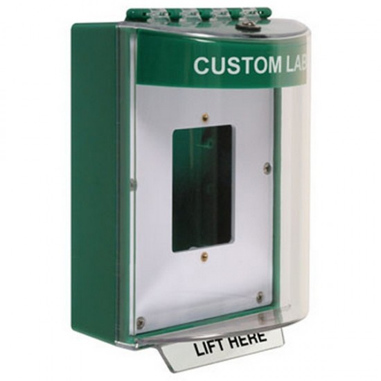 STI-13520CG STI Green Universal Stopper Dome Cover Back Box Open Mounting Plate and Hood w/ Horn - Custom Text