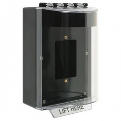 STI-13520NK STI Universal Stopper with Horn Enclosed Back Box Open Mounting Plate - No Label Included - Black