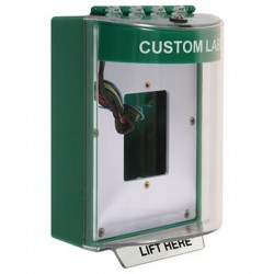 STI-13530CG STI Green Universal Stopper Dome Cover Back Box Open Mounting Plate and Hood w/ Horn and Relay - Custom Text