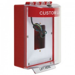 STI-13530CR STI Red Universal Stopper Dome Cover Back Box Open Mounting Plate and Hood w/ Horn and Relay  - Custom Text