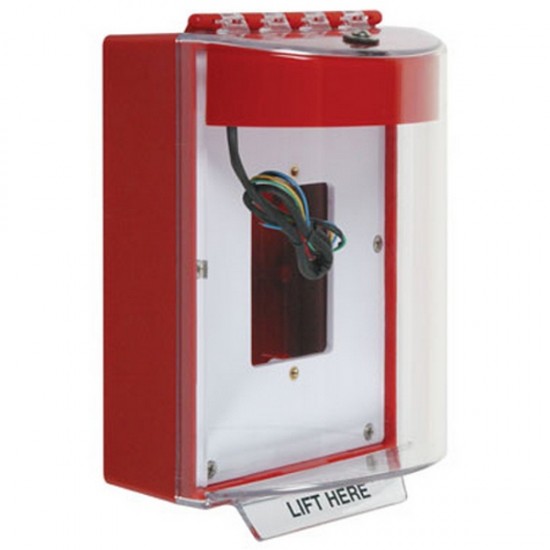 STI-13530NR STI Universal Stopper Dome Cover Back Box Open Mounting Plate and Hood w/ Horn and Relay - No - Red