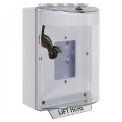 STI-13530NW STI Universal Stopper Dome Cover Back Box Open Mounting Plate and Hood w/ Horn and Relay - No - White