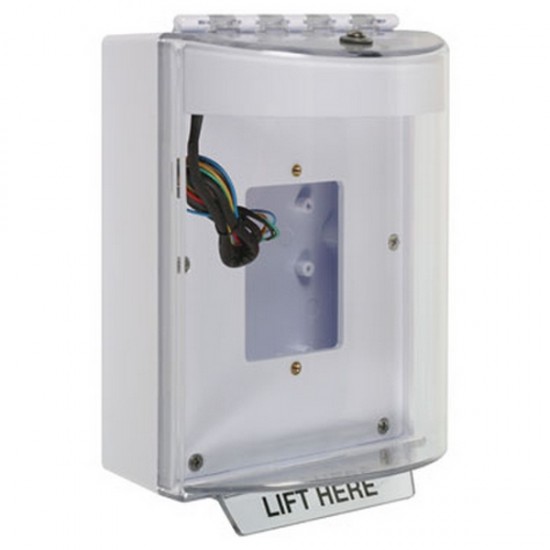 STI-13530NW STI Universal Stopper Dome Cover Back Box Open Mounting Plate and Hood w/ Horn and Relay - No - White