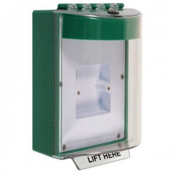 STI-13810NG STI Universal Stopper without Horn Enclosed Back Box & European Sealed Mounting Plate - No Label Included - Green