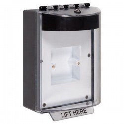 STI-13810NK STI Universal Stopper without Horn Enclosed Back Box & European Sealed Mounting Plate - No Label Included - Black