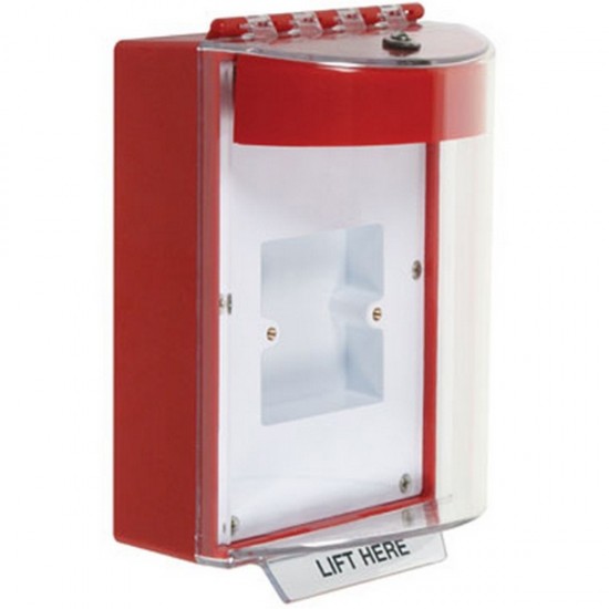 STI-13810NR STI Universal Stopper without Horn Enclosed Back Box & European Sealed Mounting Plate - No Label Included - Red