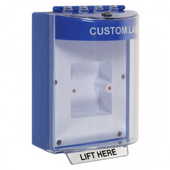 STI-13820CB STI Blue Universal Stopper Dome Cover Back Box European Sealed Mounting Plate and Hood w/ Horn - Custom Text