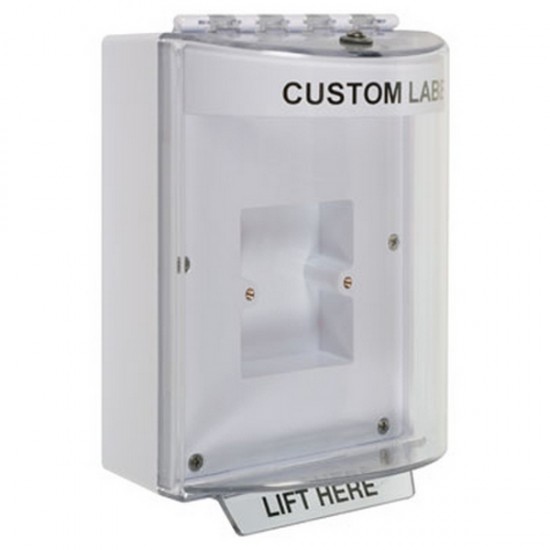 STI-13820CW STI White Universal Stopper Dome Cover Back Box European Sealed Mounting Plate and Hood w/ Horn - Custom Text