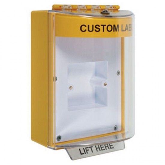 STI-13820CY STI Yellow Universal Stopper Dome Cover Back Box European Sealed Mounting Plate and Hood w/ Horn - Custom Text