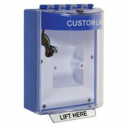 STI-13830CB STI Blue Universal Stopper Dome Cover Back Box European Sealed Mounting Plate Hood w/ Horn and Relay Custom Label