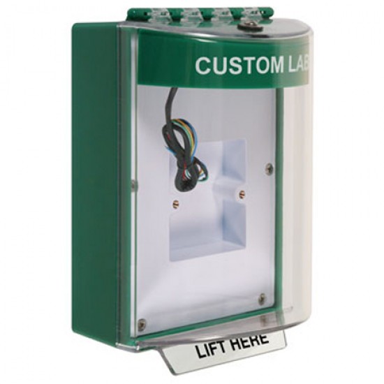 STI-13830CG STI Green Universal Stopper Dome Cover Back Box European Sealed Mounting Plate Hood w/ Horn and Relay - Custom Text