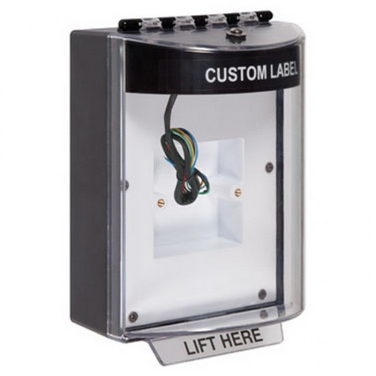 STI-13830CK STI Black Universal Stopper Dome Cover Back Box European Sealed Mounting Plate Hood w/ Horn and Relay - Custom Text