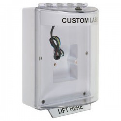 STI-13830CW STI White Universal Stopper Dome Cover Back Box European Sealed Mounting Plate Hood w/ Horn and Relay - Custom Text