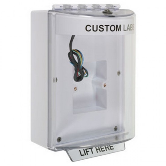 STI-13830CW STI White Universal Stopper Dome Cover Back Box European Sealed Mounting Plate Hood w/ Horn and Relay - Custom Text