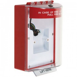 STI-13830FR STI Red Universal Stopper Dome Cover Back Box European Sealed Mounting Plate and Hood w/ Horn and Relay - Fire