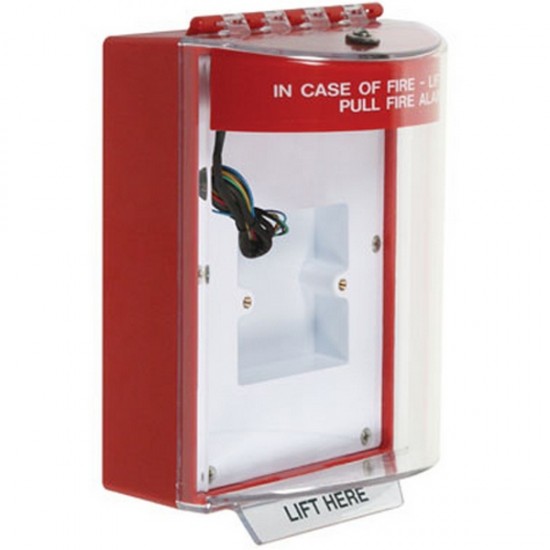 STI-13830FR STI Red Universal Stopper Dome Cover Back Box European Sealed Mounting Plate and Hood w/ Horn and Relay - Fire