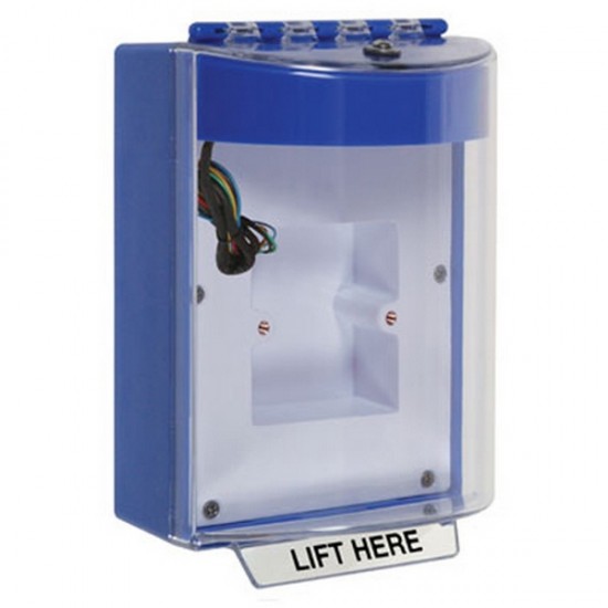 STI-13830NB STI Blue Universal Stopper Dome Cover Back Box European Sealed Mounting Plate and Hood w/ Horn and Relay - No Text