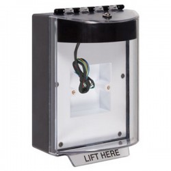 STI-13830NK STI Black Universal Stopper Dome Cover Back Box European Sealed Mounting Plate and Hood w/ Horn and Relay - No Text