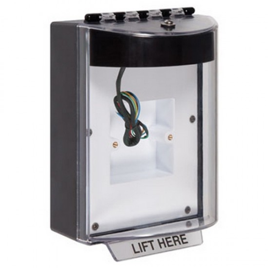 STI-13830NK STI Black Universal Stopper Dome Cover Back Box European Sealed Mounting Plate and Hood w/ Horn and Relay - No Text