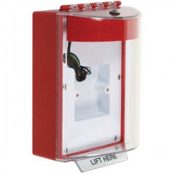 STI-13830NR STI Red Universal Stopper Dome Cover Back Box European Sealed Mounting Plate and Hood w/ Horn and Relay - No Text