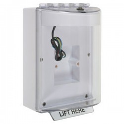 STI-13830NW STI White Universal Stopper Dome Cover Back Box European Sealed Mounting Plate and Hood w/ Horn and Relay - No Text