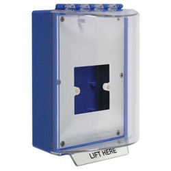 STI-13900NB STI Universal Stopper without Horn Housing Enclosed Back Box & European Open Mounting Plate - No Label Included - Blue