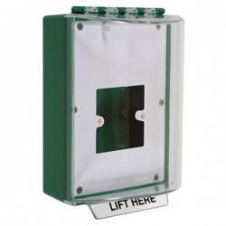 STI-13900NG STI Universal Stopper without Horn Housing Enclosed Back Box & European Open Mounting Plate - No Label Included - Green