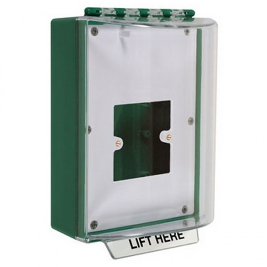 STI-13900NG STI Universal Stopper without Horn Housing Enclosed Back Box & European Open Mounting Plate - No Label Included - Green