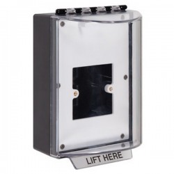 STI-13900NK STI Universal Stopper without Horn Housing Enclosed Back Box & European Open Mounting Plate - No Label Included - Black