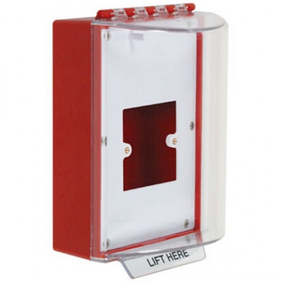 STI-13900NR STI Universal Stopper without Horn Housing Enclosed Back Box & European Open Mounting Plate - No Label Included - Red