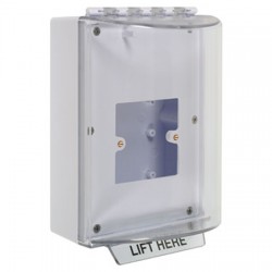 STI-13900NW STI Universal Stopper without Horn Housing Enclosed Back Box & European Open Mounting Plate - No Label Included - White