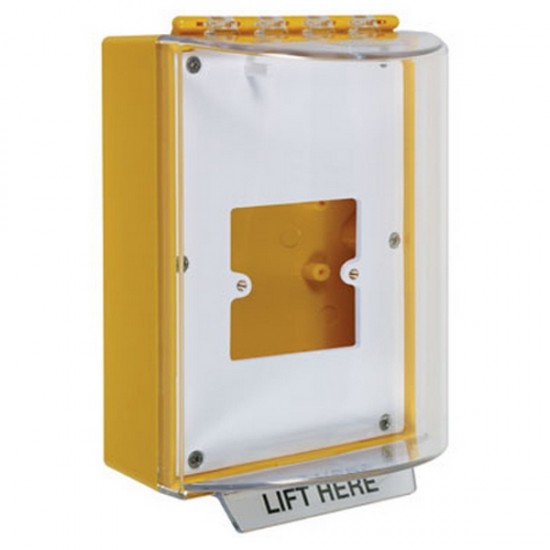 STI-13900NY STI Universal Stopper without Horn Housing Enclosed Back Box & European Open Mounting Plate - No Label Included - Yellow
