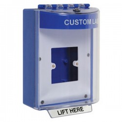 STI-13910CB STI Blue Universal Stopper Dome Cover Back Box European Open Mounting Plate and Hood - Custom Text